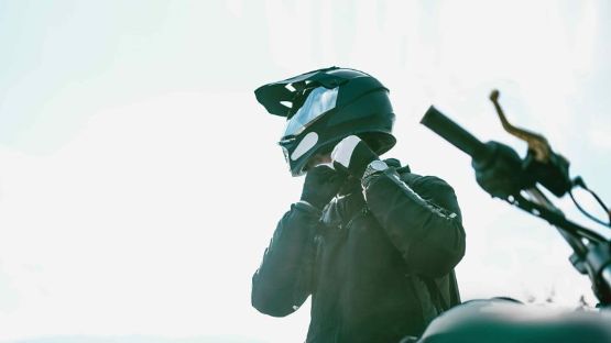 View from a motorcycle rider on a highway