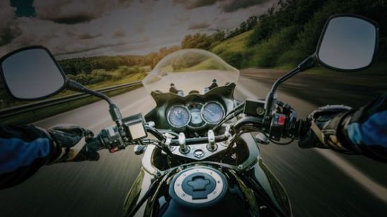 View from a motorcycle rider on a highway